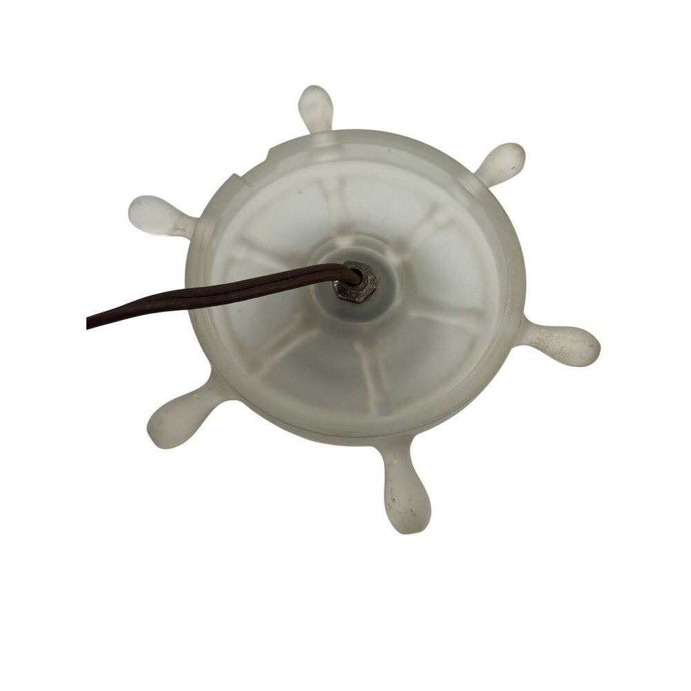 Vintage Frosted Glass Nautical Anchor Lamp Ship Wheel Base Table Light 9" - Picture 10 of 11